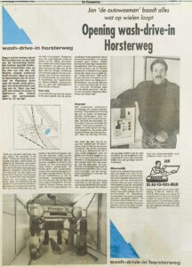 Krantenartikel over de opening van Wash-Drive-In Horsterweg in Venlo in 1992