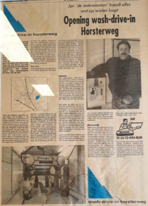 Krantenartikel over de opening van Wash-Drive-In Horsterweg in Venlo in 1992
